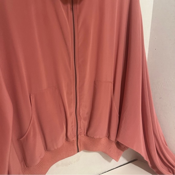 St. John Silk Full Zip Collared Bat Wing Bomber Jacket  Cardigan Mauve Size XL. - Picture 4 of 16